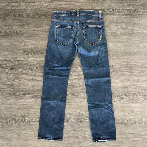 Sz26 Rich & Skinny Straight Leg distressed Dark blue wash EUC - Picture 4 of 10